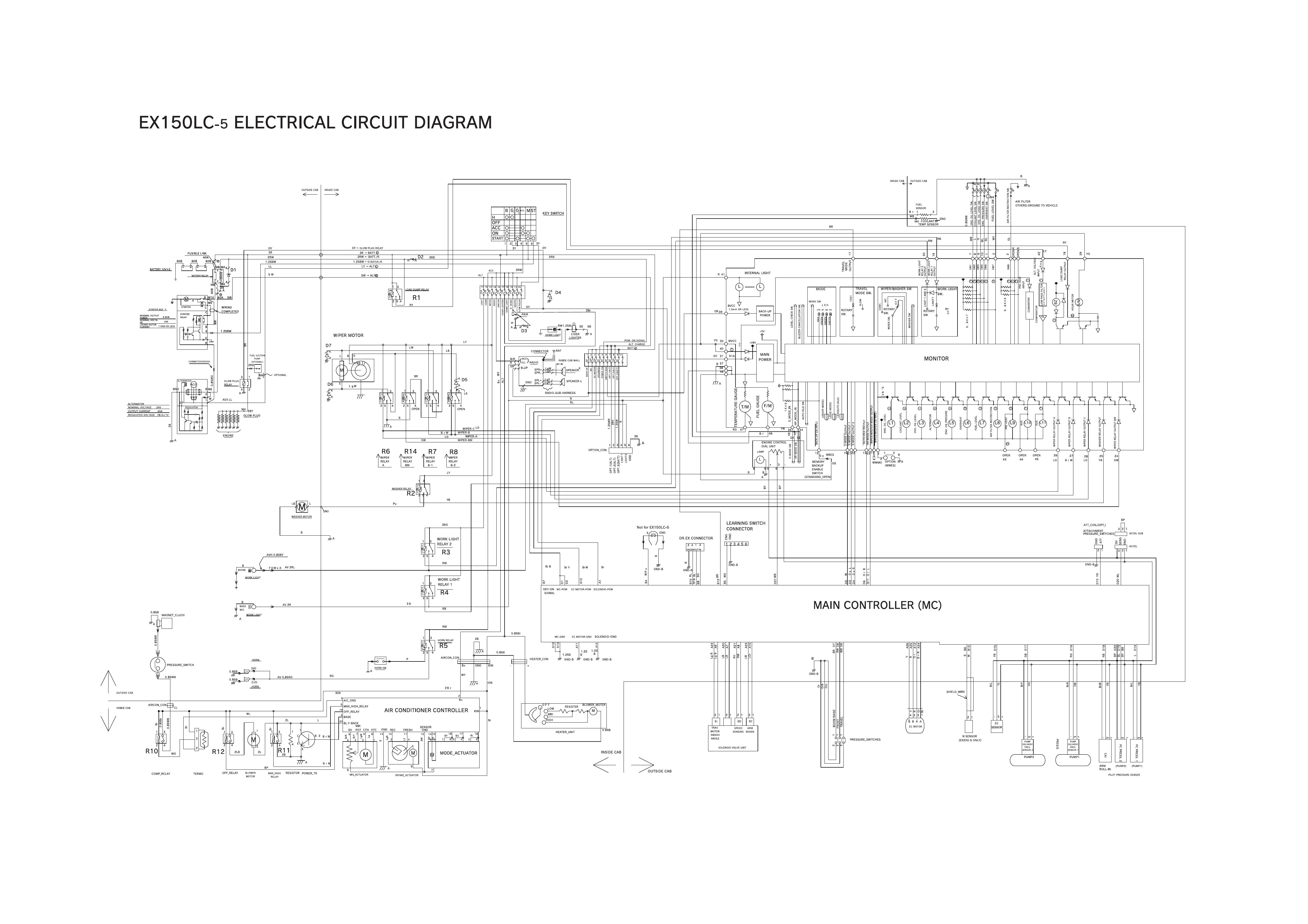 EX150LC-5 HITACHI HYDRAULIC CIRCUIT ELECTRICAL CIRCUIT DIAGRAM